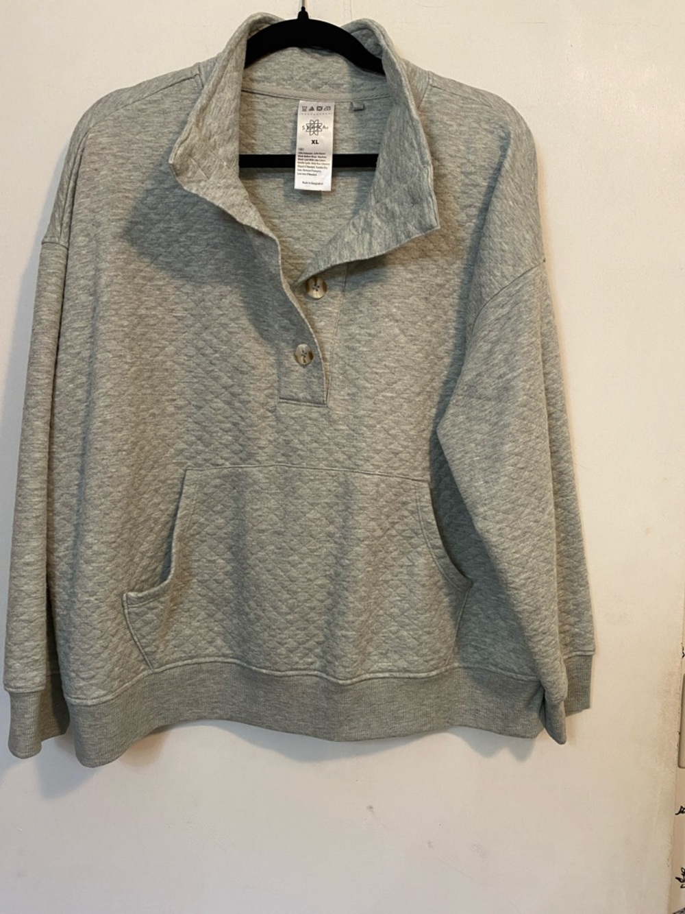Light Gray Quilted Cowl Pullover